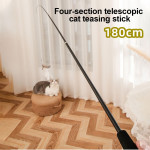 Pet Toy Cat-teasing Stick Extendable 180cm Rod Feather Replacement Head Adjustable Extendable Cat-teasing Stick Fishing Cat Toy