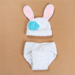 Handmade Photography Clothes Gray Rabbit White Bow Rabbit Big Ears Rabbit Wool Suit