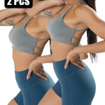 2 Pack Strappy Sports Bras For Women - Criss Cross Back Sexy Wireless Padded Yoga Bra Cute Workout