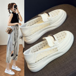 Genuine Leather White Shoes Women's Autumn All-match Explosion-proof Platform Casual Loafers