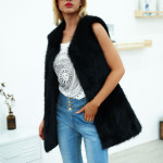 Faux Fur Blouse With Long Hair Vest