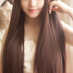 Wig Female Long Straight Hair Long Hair With Bangs And Pear Flower Head