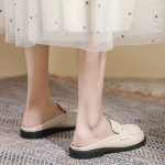 Spring And Autumn Single-layer Shoes Slip-on Toe Semi Slipper Women's Outdoor Vintage Soft Bottom Slippers Women