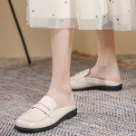 Spring And Autumn Single-layer Shoes Slip-on Toe Semi Slipper Women's Outdoor Vintage Soft Bottom Slippers Women