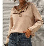 Women's Knitting New Casual Long-sleeved Ruffle Pullover Female