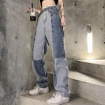 Women's Harajuku Style Retro Colorblock High Waist Jeans