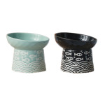 High Feet Neck Protector Japanese Style Small Fish Slanted Ceramic Bowl