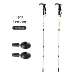 Outdoor Ultra-light Folding Trekking Pole Aluminum Alloy Telescopic Straight Handle