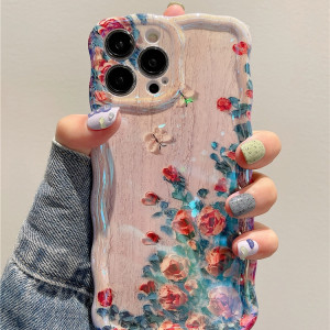 Silicone Drop-resistant Oil Painting Flower Phone Case