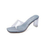 Fish Mouth Transparent Sandals And Slippers Women's Thick-heeled High-heeled