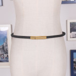 Gold Metal Buckle Elastic Waist Sheepskin