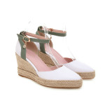 Womens Pumps Shoes Dorsay Wedge Espadrille Ankle Strap