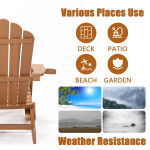 TALE Folding Adirondack Chair With Pullout Ottoman With Cup Holder, Oaversized, Poly Lumber, For Patio Deck Garden, Backyard Furniture, Easy To Install,.Banned From Selling On Amazon