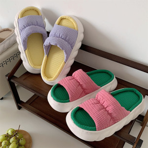 Candy Colored Cotton And Hemp Slippers For Home Use In Leisure Room