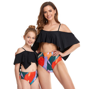 Swimsuit Printed High-waist Bikini Parent-child Swimwear