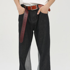 Men's spliced leg length flared jeans