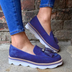 Wavy bottom fringed loafers