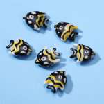 Cute Hand-painted Black Big Fish Ceramic Beads Jewelry Material