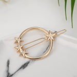 Europe and America simple hollow five-pointed star moon geometry hairpin metal frog clip side clip