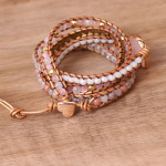 Love Pink Crystal Chip Braided Bracelets Creative Multi-layered Jewelry