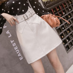 High Waist A-line Half-length Women's Western Style PU Small Leather Skirt