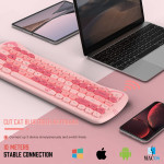 Wireless Cute Computer Bluetooth Keyboard With Typewriter Round Keycap For PC