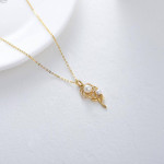 Moissanite Rose Flower Necklace in 14K Gold