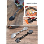 Stainless Steel Multifunctional Fork Spoon Tableware Combination Bottle Opener Survival Equipment