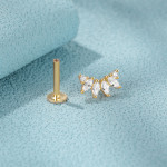 Multi-Diamond Horse Eye Round Zircon Piercing Earrings