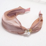 Hairband Satin Bright Silk Fabric Rhinestone Pearl Hairpin