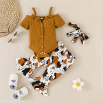 Sling Top And Trousers Headscarf Three-piece Set Toddler Set