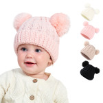 Solid Color Twisted Woolen Yarn Double Ball Children's Hat