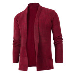 Men's Solid Color Loose Knit Long Sleeved Cardigan