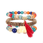 Bohemian Ethnic Style Elephant Tassel Beaded Multi-Layer Bracelet European And American Temperament Sweet Hand Ornament F10350