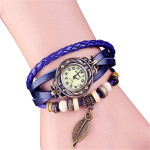 Fashion Explosion Style Retro Leaf Watch Hand Woven Retro Leather Ladies Bracelet Watch Manufacturer Wholesale