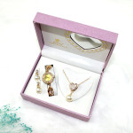 New Fashion Women's Watch Necklace Earrings Jewelry Three-piece Gift Set