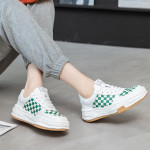 Leather Platform Checkerboard Casual Large Toe Shoes