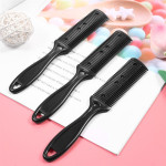 Bulk Black Double-Sided Hair Cutting Brush Bangs Hair Repairer Plastic Comb With Blade