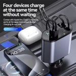 Retractable Car Charger 120W USB&Type C Cable For Phone Fast Charge Adapter