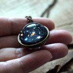 Ornament Double-sided Glass Ball Solar System Cosmic Starry Sky Necklace