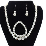 Fast sell hot bridal decorations, wedding jewelry set, pearl necklace, earring, bracelet wholesale