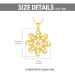 14K Real Gold Flower Pendant Necklace