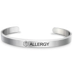 Fashion Silver Plated Medical Alert Cuff Bracelet EPILEPSY Diabetic Allergy Stainless Steel Bangle For Women Men