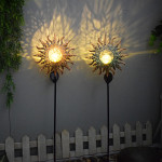 Outdoor Wrought Iron Ground Plug Solar Lawn Lamp Retro Hollow Courtyard Landscape Projection Lamp