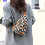 Leopard Print Sling Chest Bag With Headphone Jack Crossbody Backpack Shoulder Bag Women