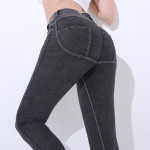 Italian Peach Hip Raise Jeans All Matching Slim Fit Slimming Hip Faux Pocket Leggings Smoky Gray Skinny Pants