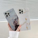 Square Gilt Marble Silicone Straight Edge Phone Case Protector