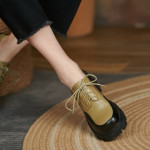 Thick-soled British Retro Lace-up Small Leather Shoes Women's Trend