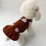 Bear Embroidered Corduroy Dress With Straps