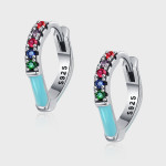 Sterling Silver S925 French Vintage Drop Glaze Female Small Group Design Color Diamond Earrings